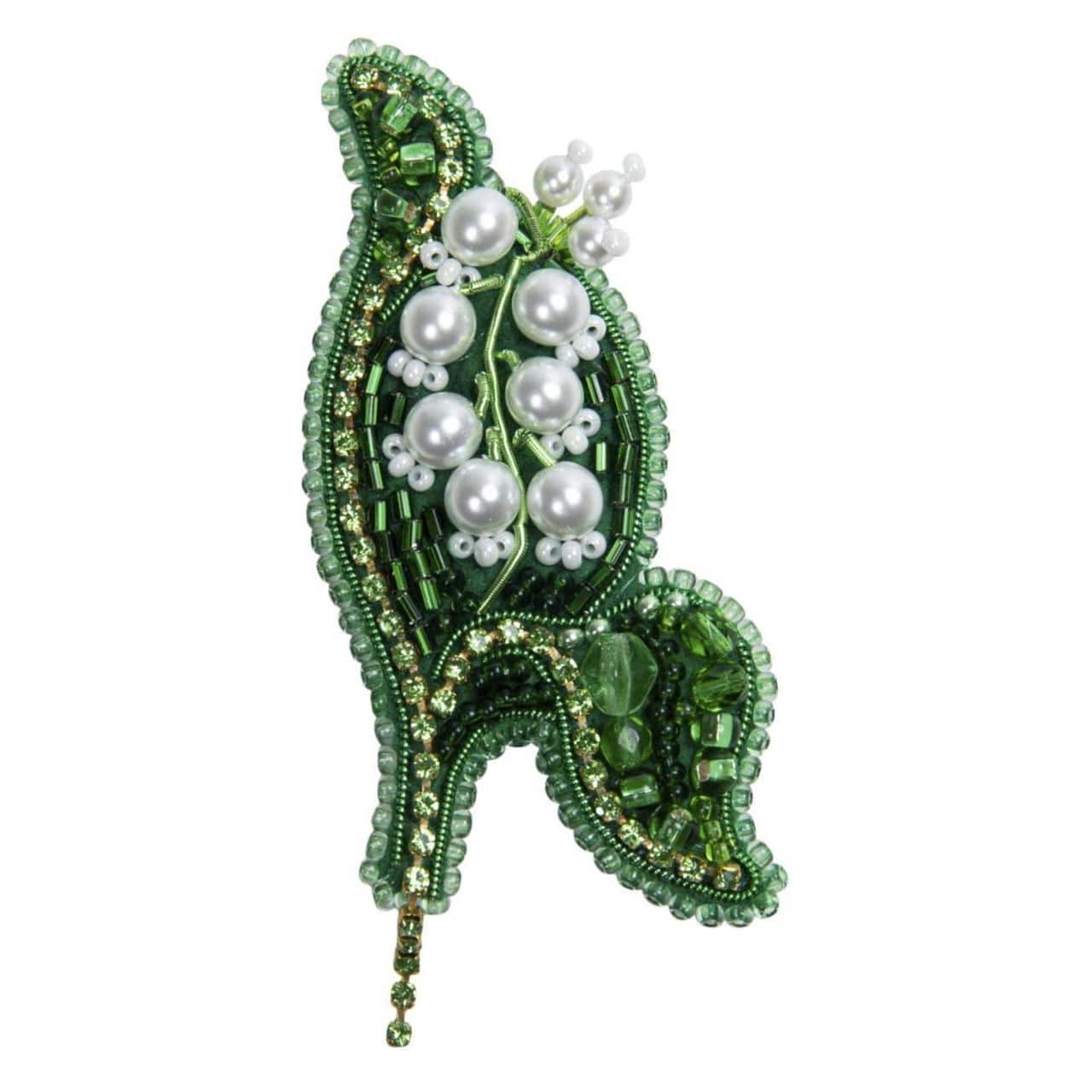 Charivna Mit Crystal Art Beadwork Lily of the Valley Brooch Kit